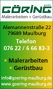 Banner der G&ouml;ring GmbH in L&ouml;rrach mit Kontaktdaten und Informationen zu professionellen Leistungen rund um Sanierung und Fassaden.
